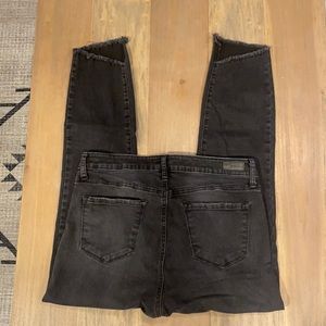 Faded Black Raw Hem Jeans